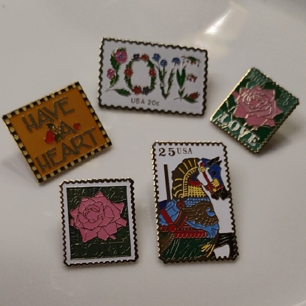 Enamel Stamp Pin Set - Floral & Carousel Designs